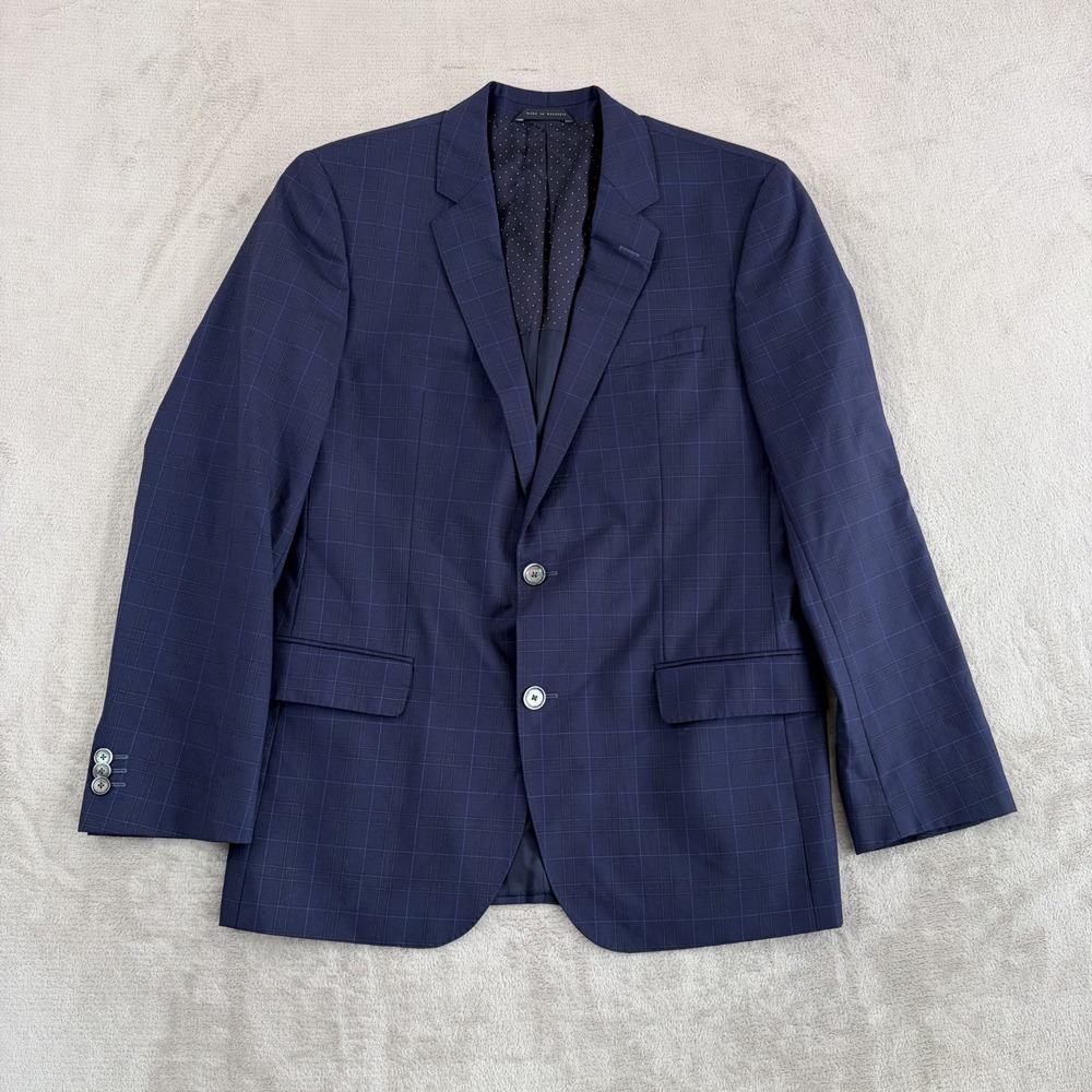 Hugo Boss Hutson1 Gander Blazer Jacket in Blue Plaid Super 100 Wool Men 40R
